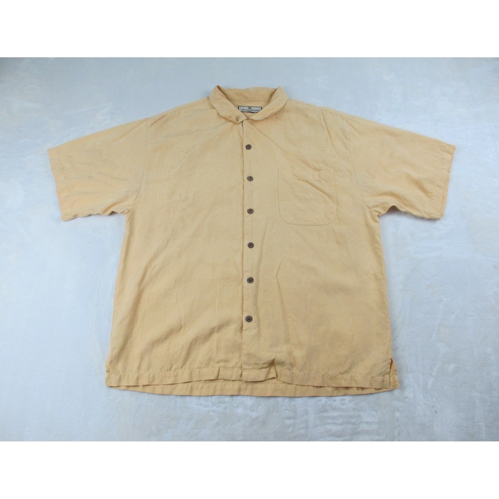 Tommy Bahama Shirt Mens 2XL XXL Yellow‎ Silk Button Up Camp Relax Casual*